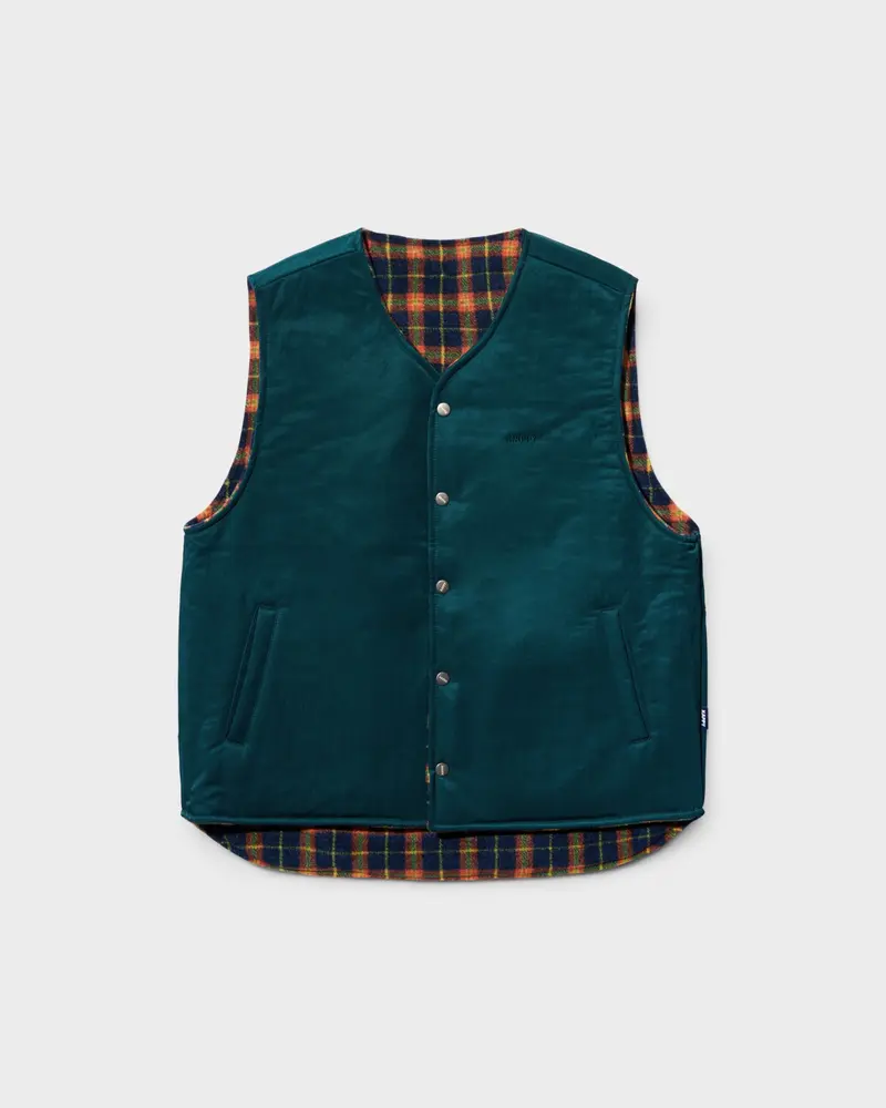 Reversible Nylon Check Vest Green