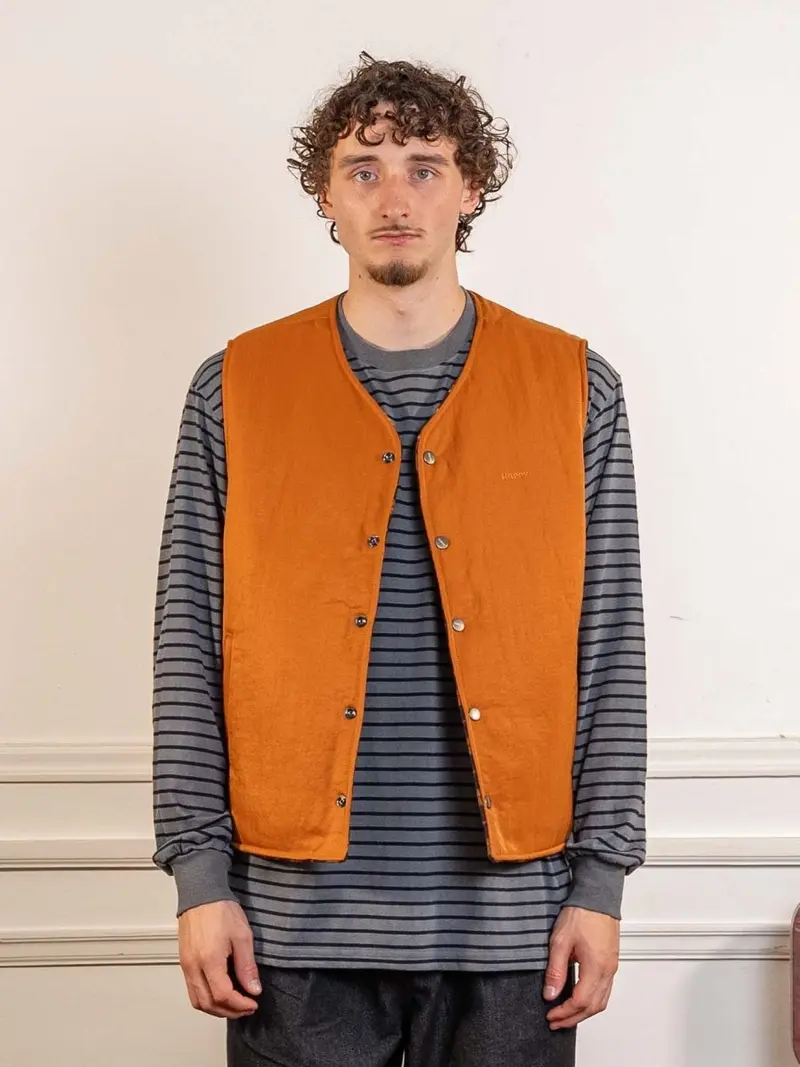 Reversible Nylon Check Vest Orange