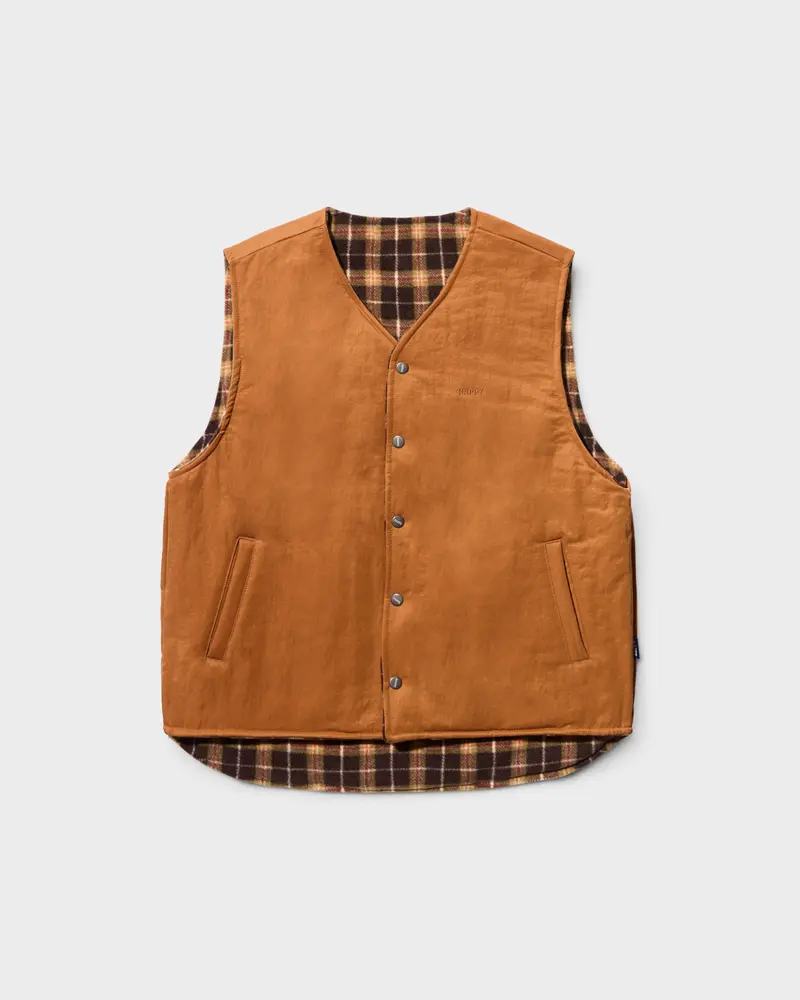 Reversible Nylon Check Vest Orange