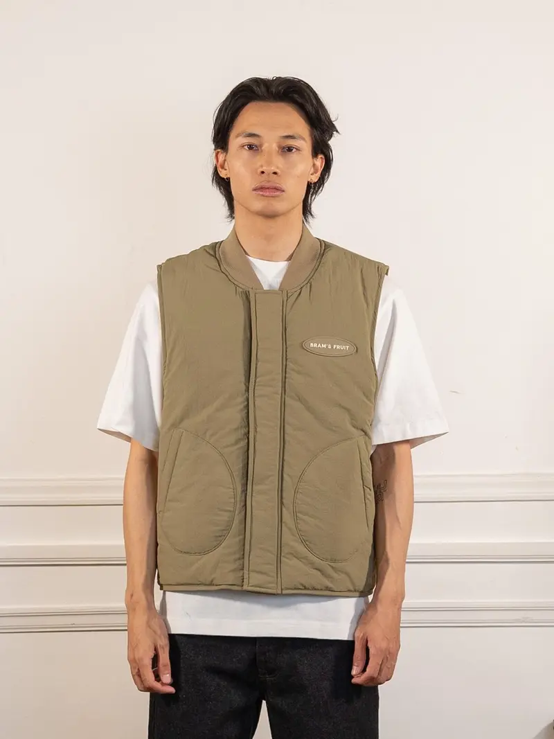 Reversible Padded Vest - Olive Green