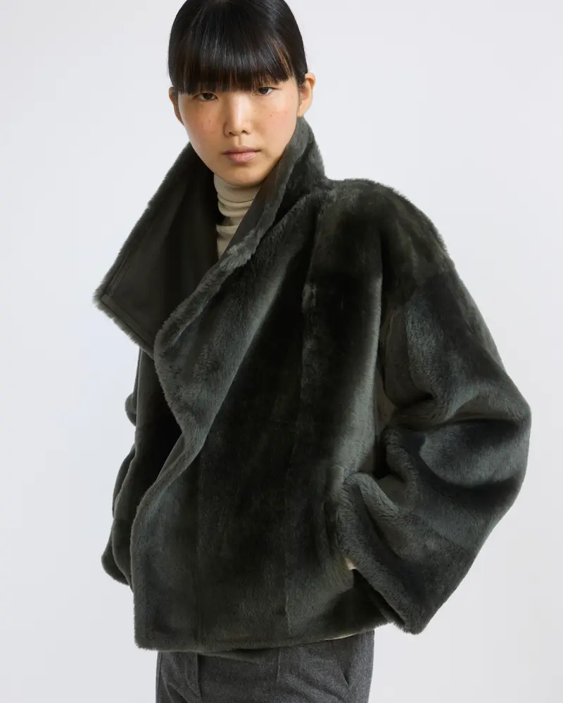 Reversible short Lacon lambskin shearling jacket
