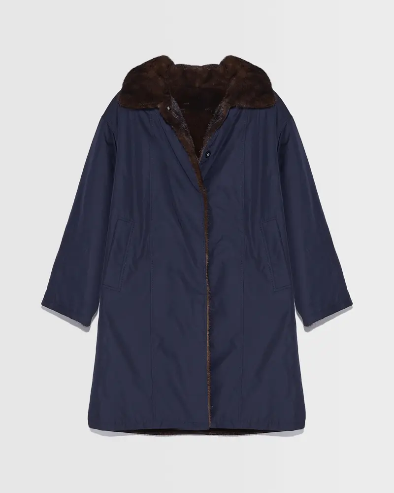 Reversible technical parka with mink fur