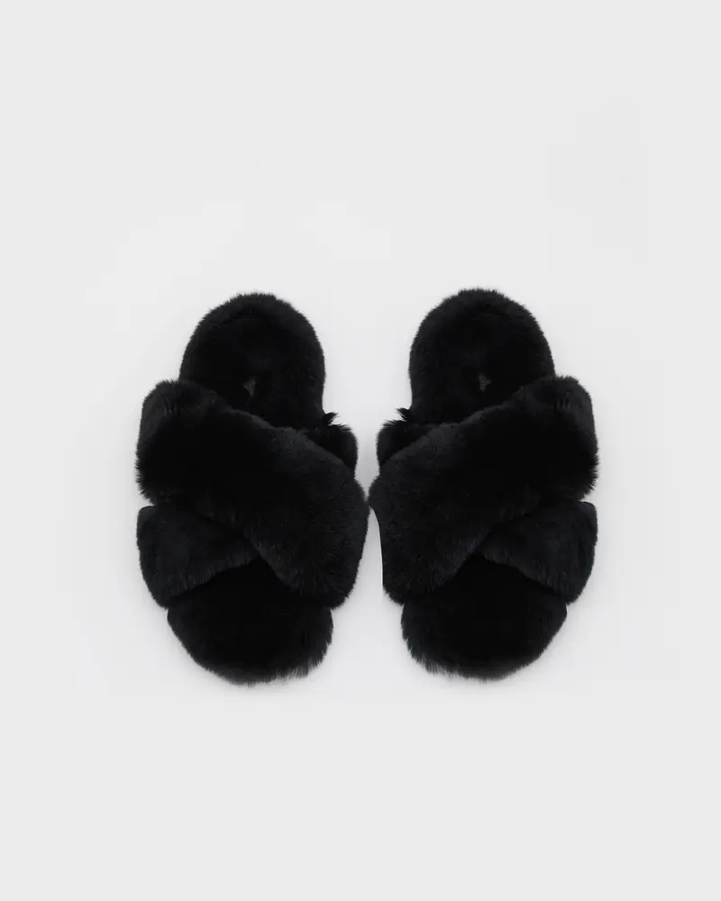 Rex rabbit fur slippers