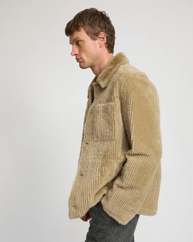Ribbed Merino lamsbkin shearling overshirt