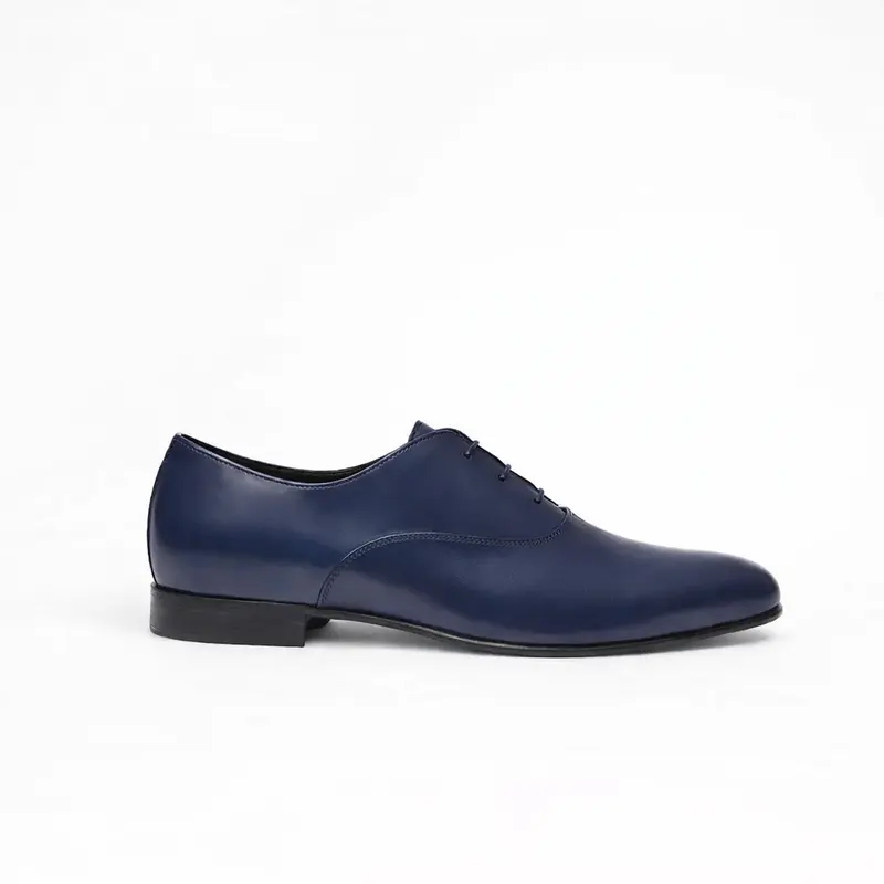 Richelieu Charles en cuir de veau lisse bleu