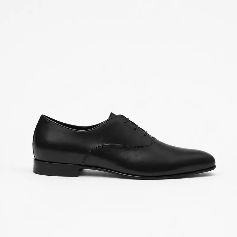Richelieu Charles en cuir de veau lisse noir