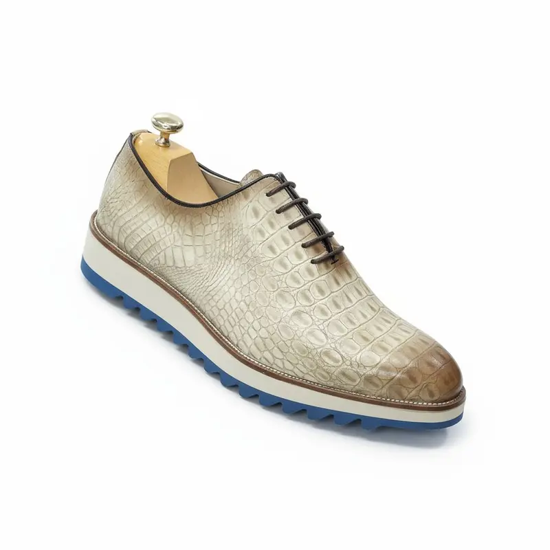 Richelieu homme cuir croco - Desert