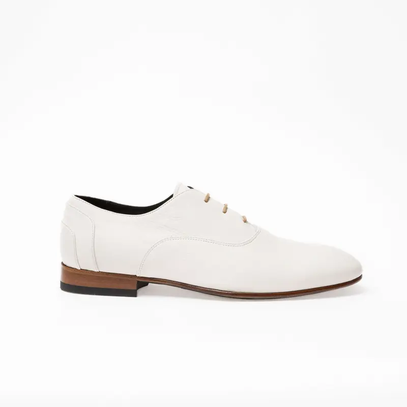 Richelieu Laurent en cuir de veau souple blanc