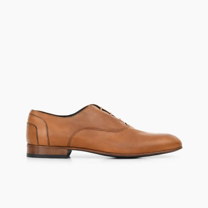 Richelieu Laurent en cuir de veau souple camel