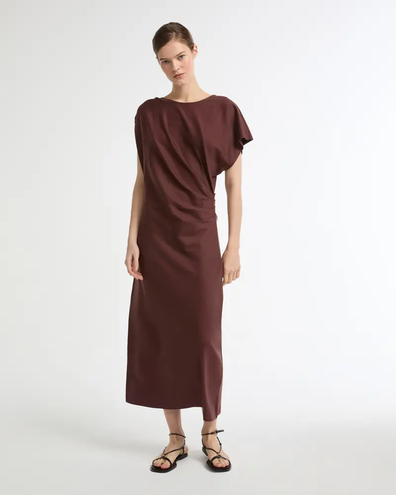 Robe asymétrique en jersey de coton et soie