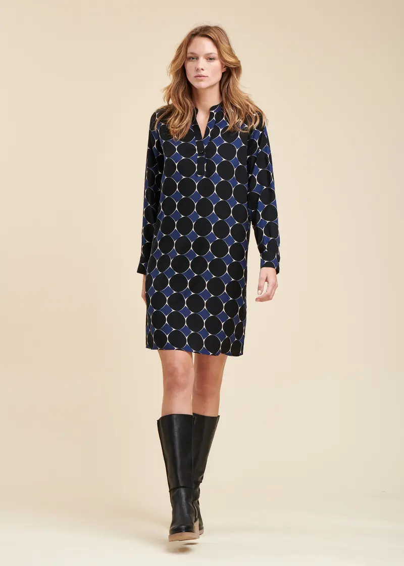 Robe courte à imprimé graphique en viscose Ecovero