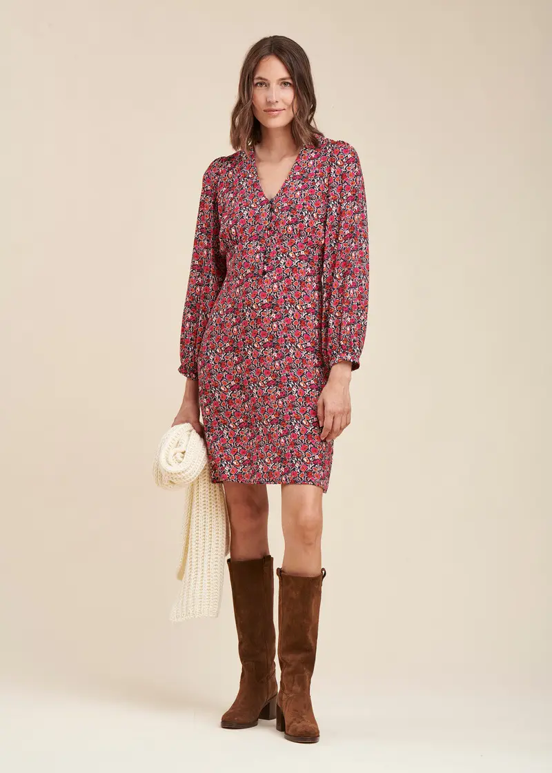 Robe courte cintrée en viscose Ecovero à imprimé fleuri