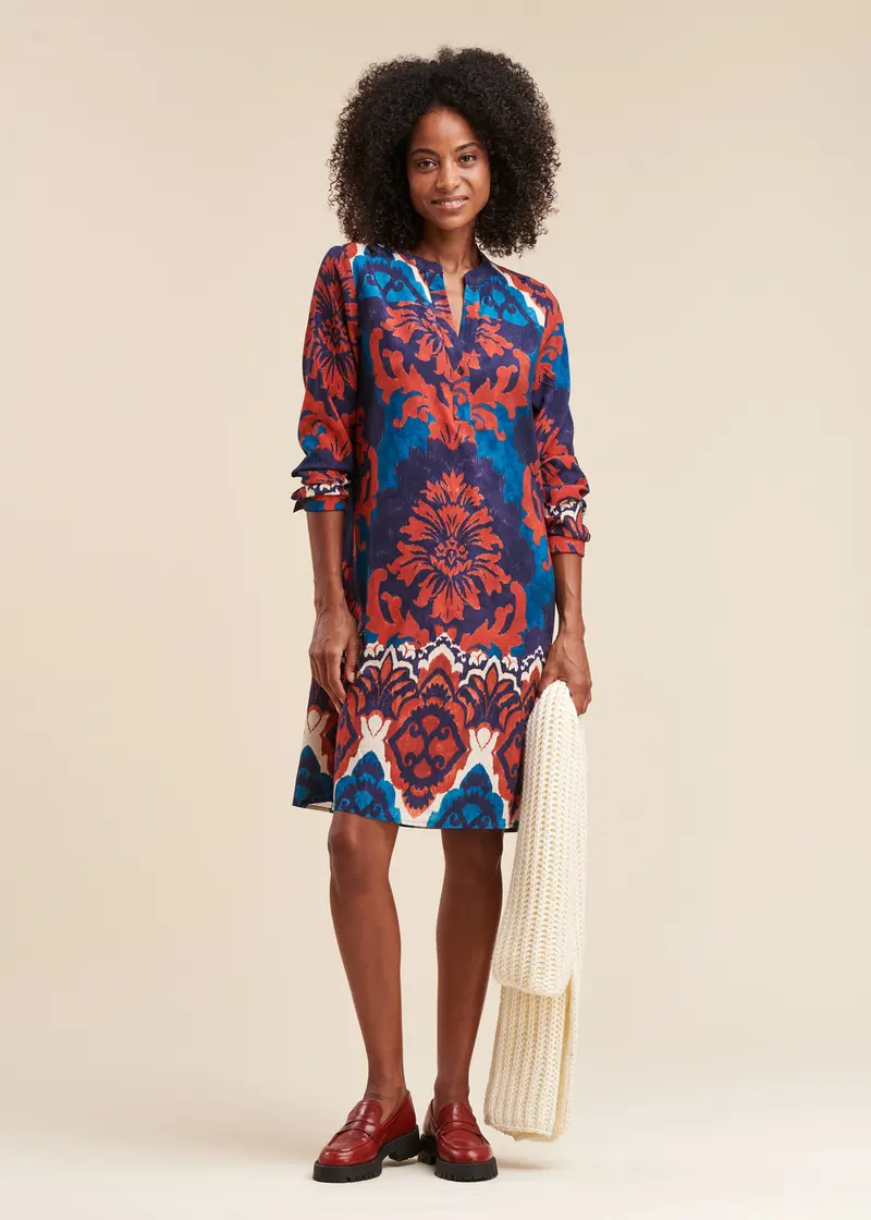Robe courte coupe droite imprimée en viscose Ecovero