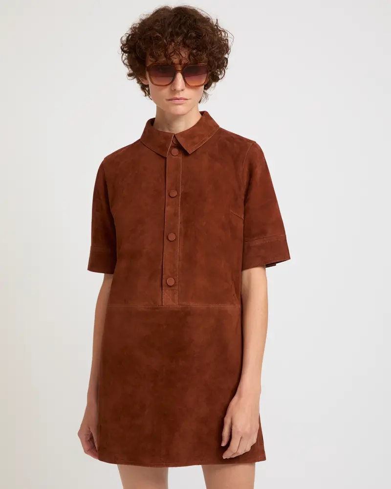 Robe courte en cuir d'agneau double face