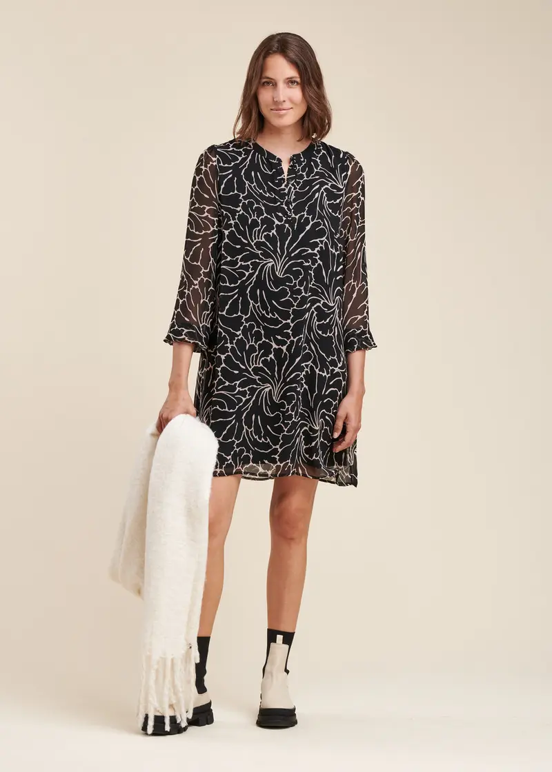Robe courte en voile de polyester recyclé à imprimé floral