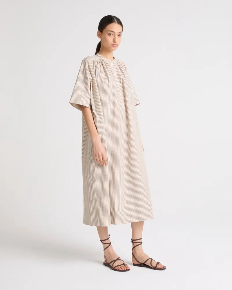 Robe kaftan en popeline rayée