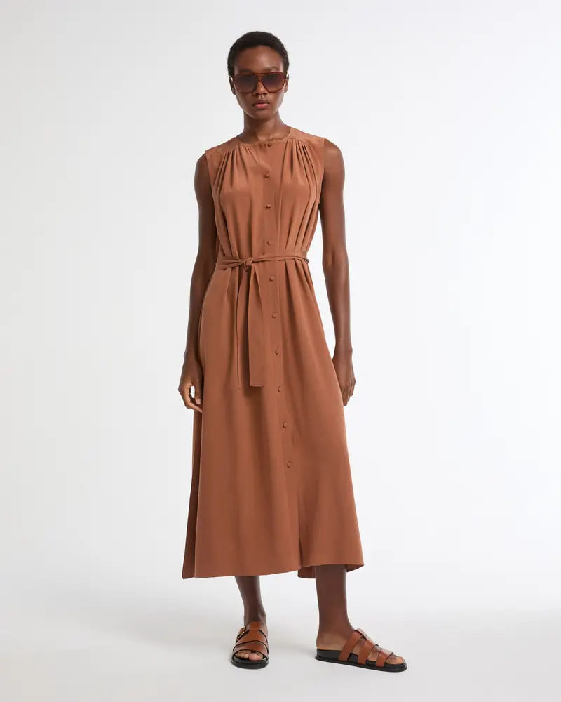Robe longue fluide en crêpe de soie