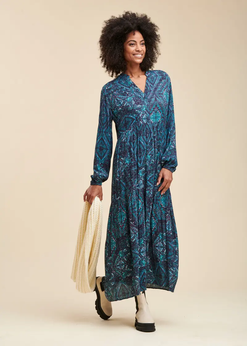Robe longue imprimée en viscose Ecovero