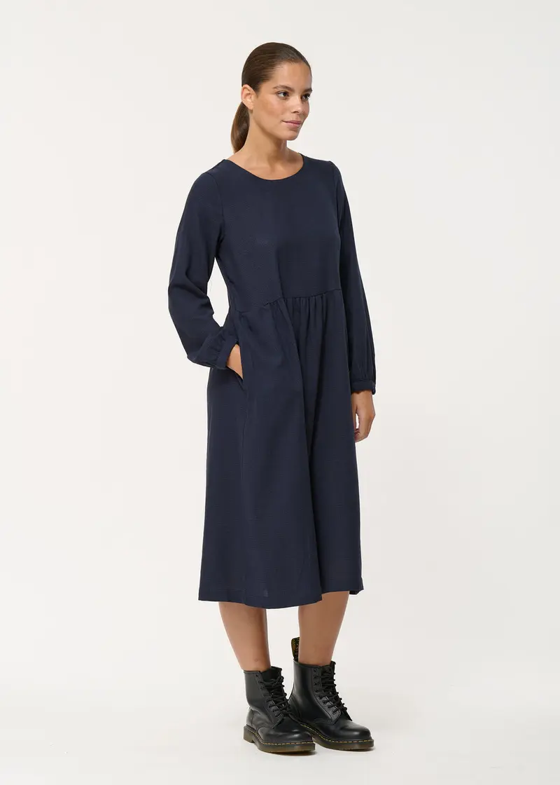 Robe midi bleu marine à imprimé pied-de-poule