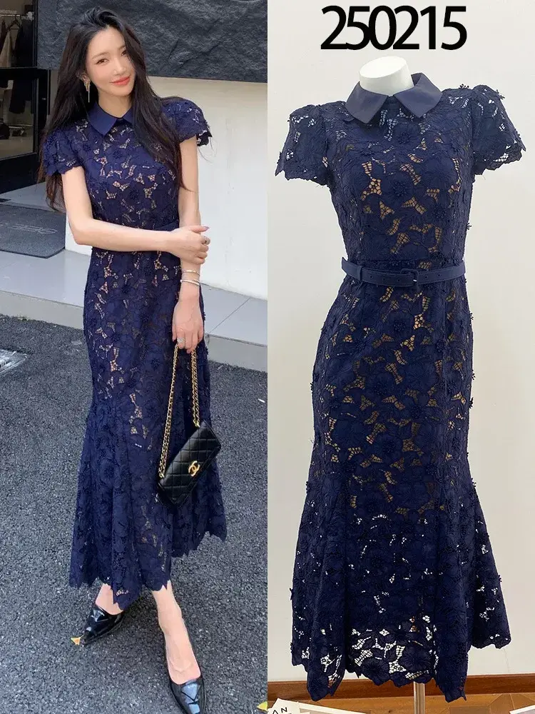 Robe midi en dentelle à fleurs d'été pour femmes, robe de plage bohème, robe de vacances à broderies florales, robes longues pour filles, robes de fête