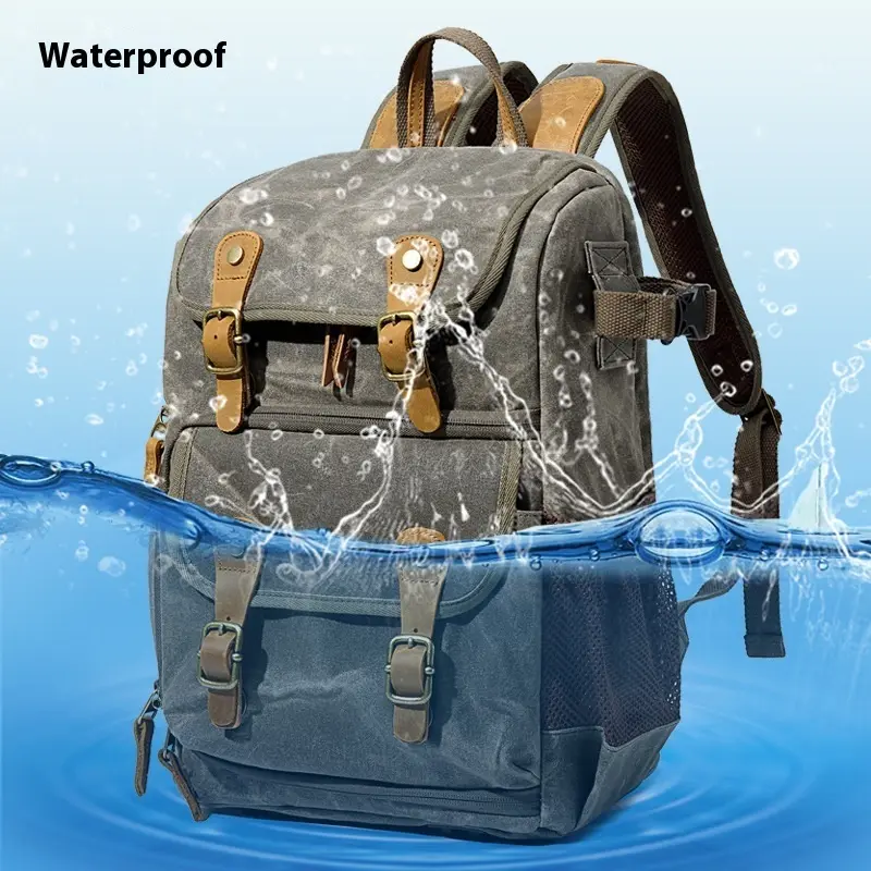 Sac à Dos Appareil Photo Reflex Kalier – Toile Imperméable Unisexe | Kaki, Vert Armée, Gris Noir