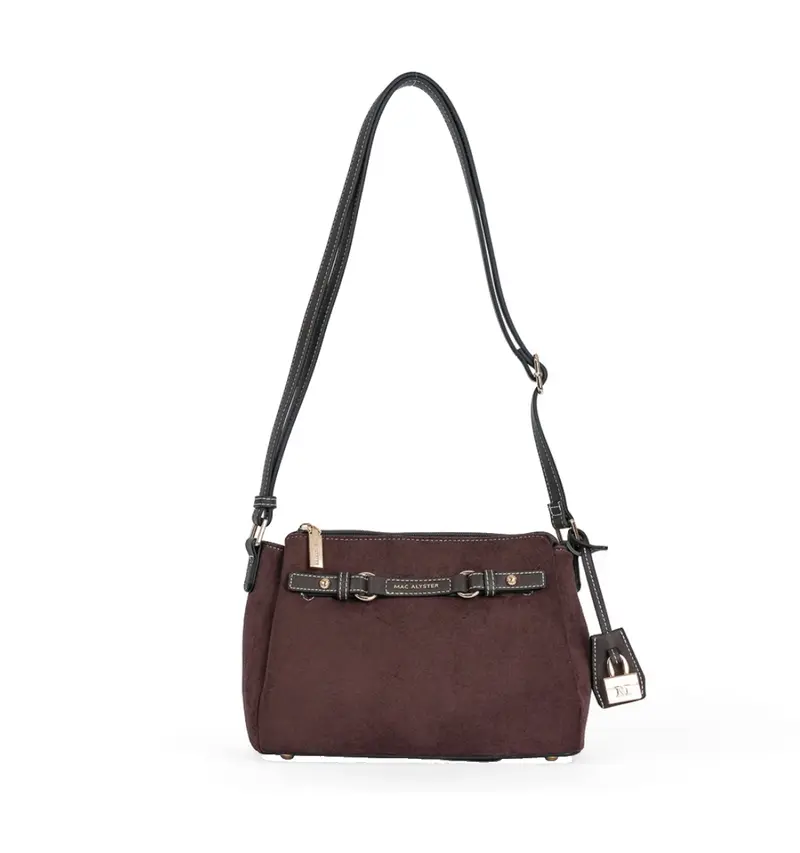 Sac à main en bandoulière effet daim Chocolat Arty Mac Alyster
