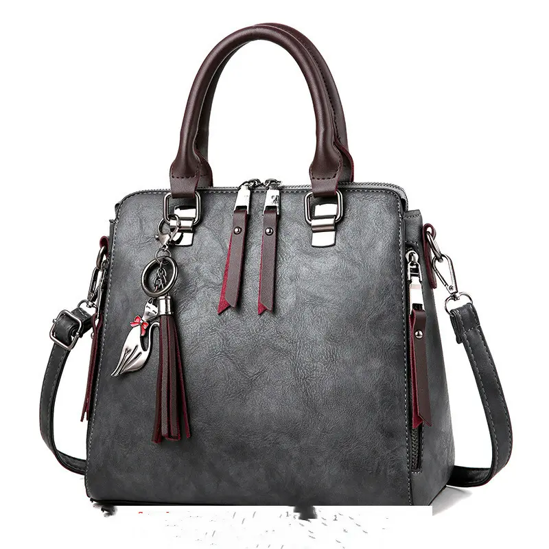 Sac à main femme grande capacité avec pompon – style vintage