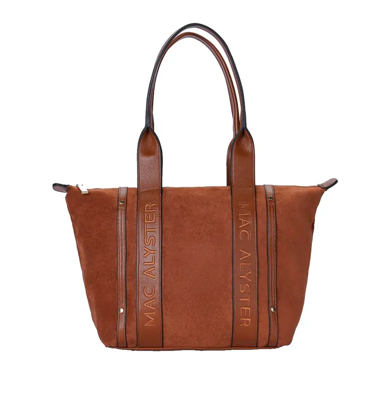 Sac à main shopping effet daim marron Abrielle Mac Alyster