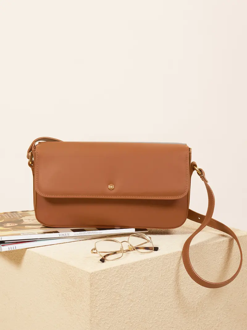 Sac baguette Hortense cuir cognac