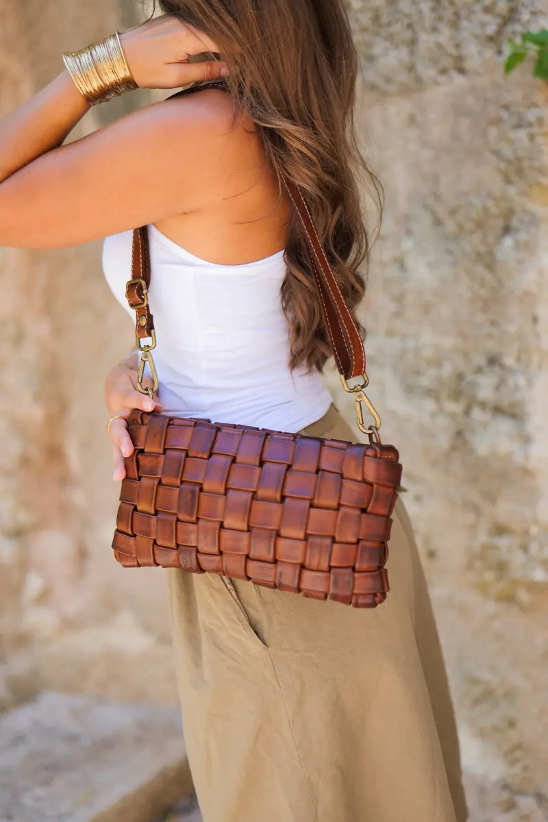 Sac bandoulière cuir tressé Bayside – BS817