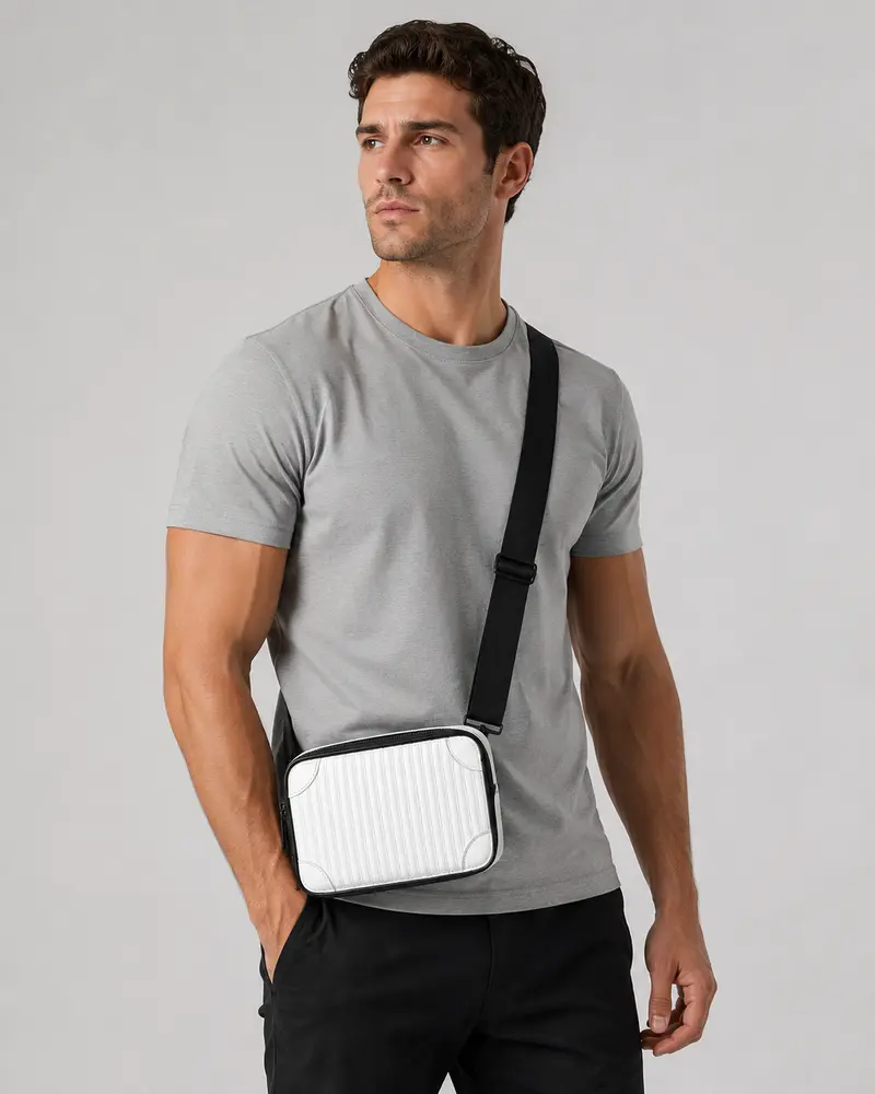 Sac bandoulière homme blanc matelassé