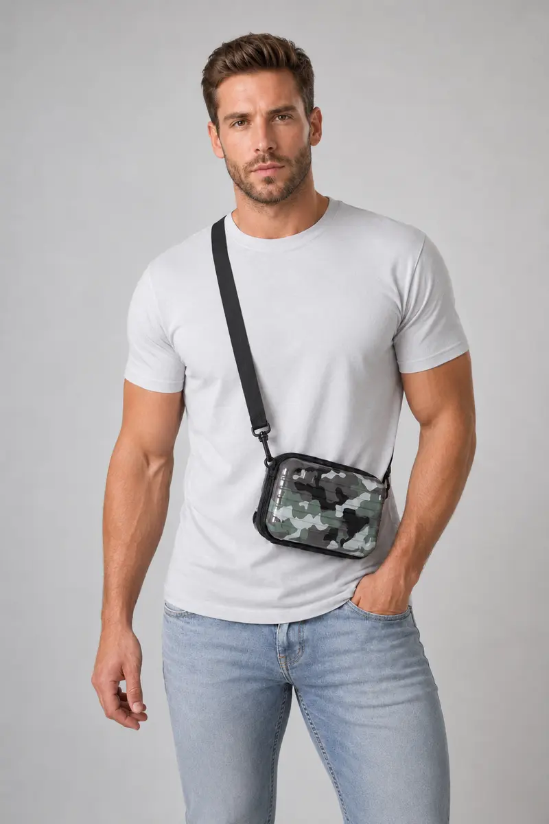 Sac bandoulière homme camouflage gris