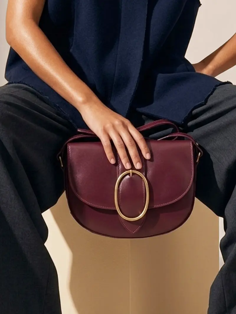 Sac boucle cuir bordeaux