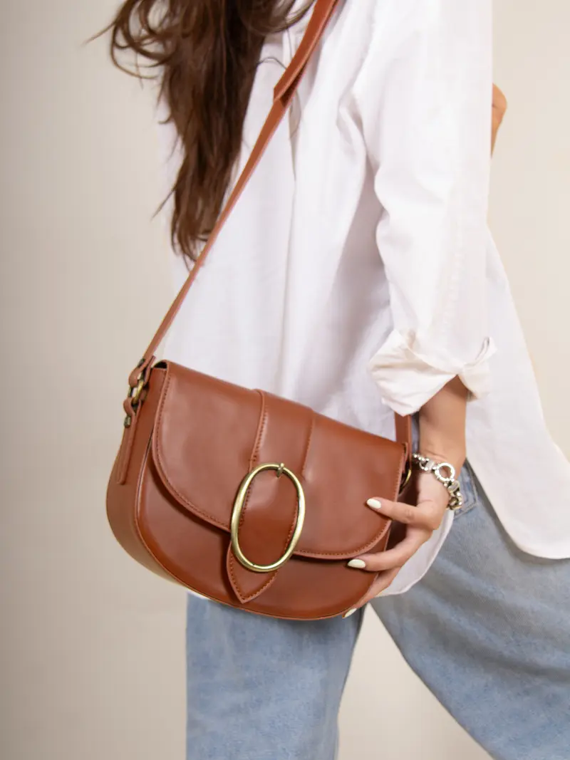 Sac boucle cuir brique