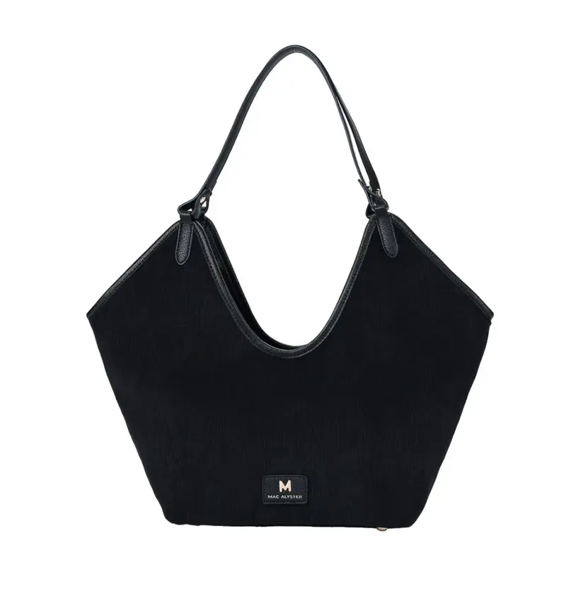 Sac cabas effet velours Glysia Noir Mac Alyster