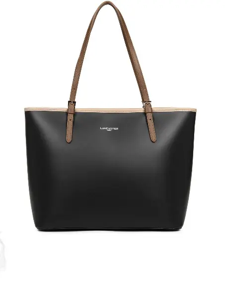 Sac cabas en cuir Lancaster-Smooth Noir/Nude/Vison