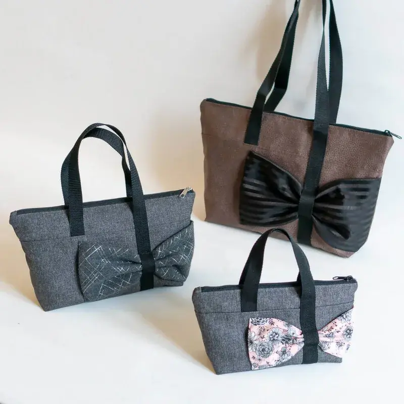 Sac cabas, trousse avec nœud, 3 formats – Groseille