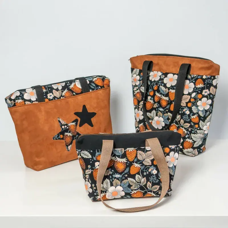 Sac cabas zippé, 3 formats – Fraise