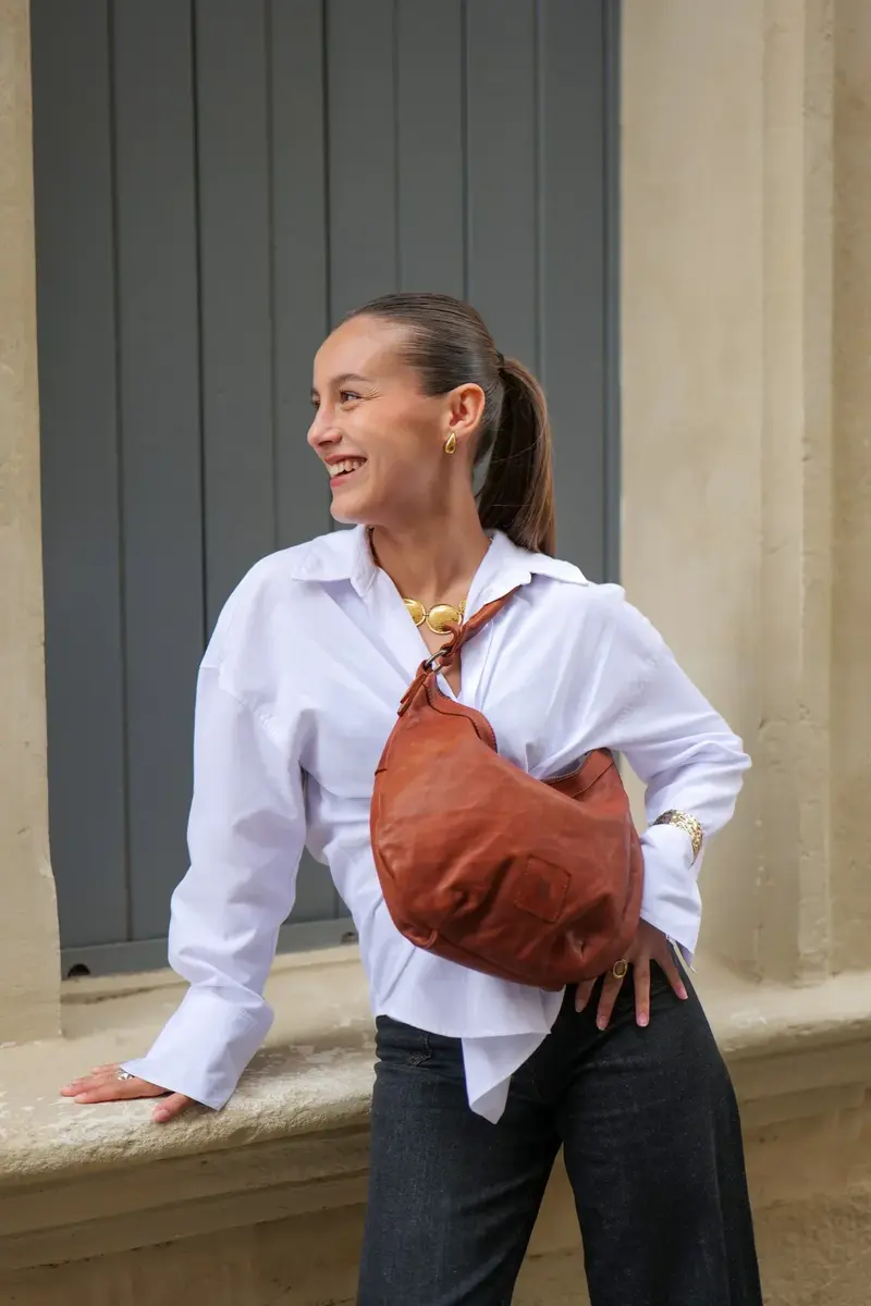 Sac en cuir BIBA BT29 - Porté épaule & bandoulière