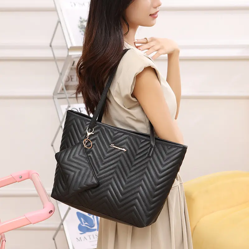 Sac Épaule Femme Brodé Motif Vague & Losanges – Style Rétro | 5 Coloris – Lot de 2