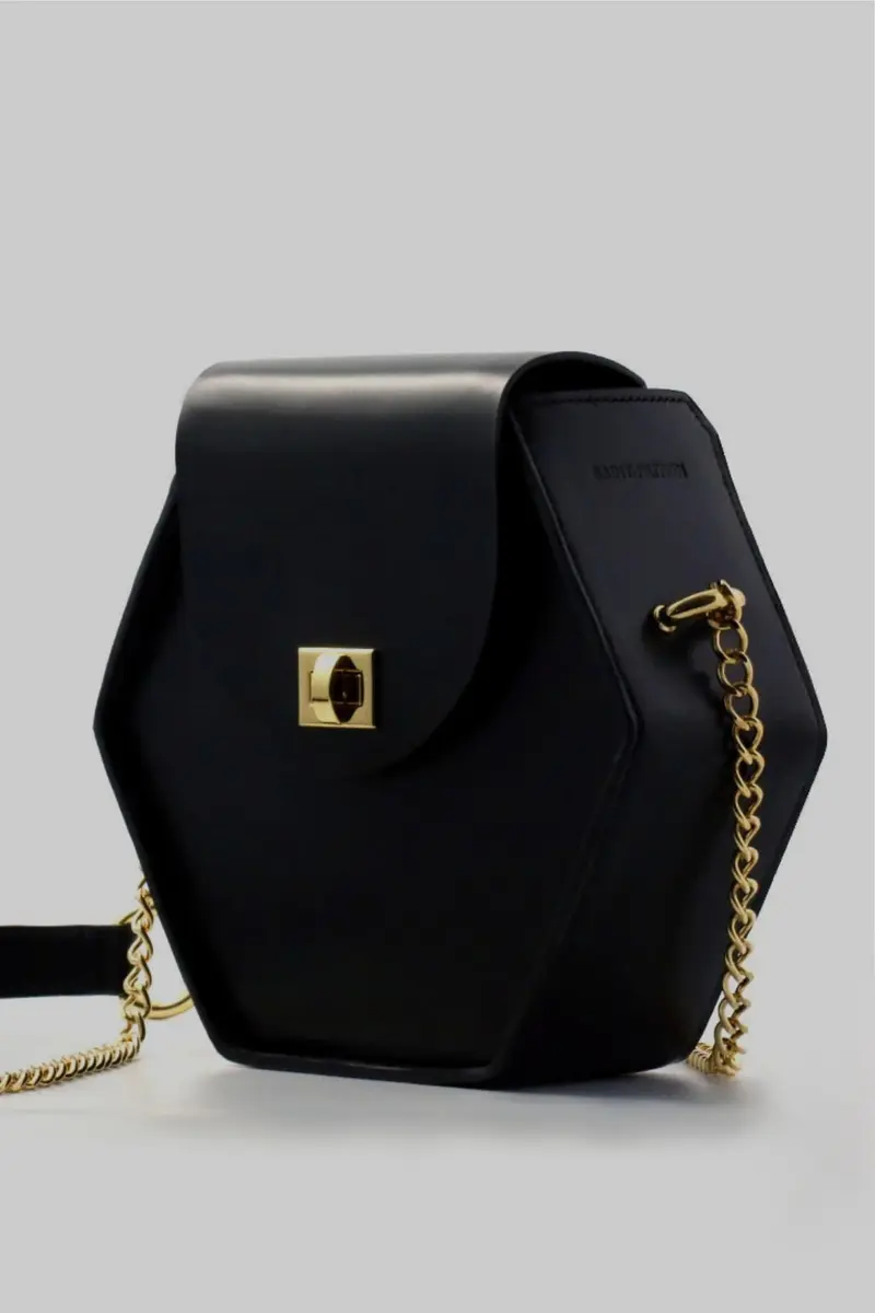 SAC NOIR ODYSSÉE EN CUIR PLEINE FLEUR