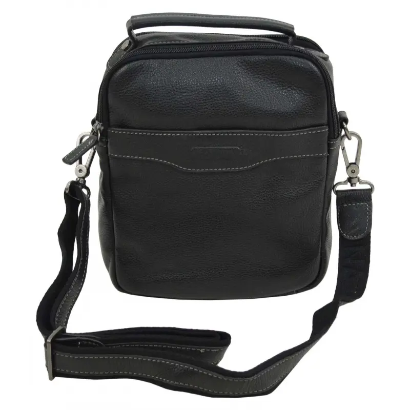 Sacoche porté bandoulière en cuir Homme Katana 69318 Noir