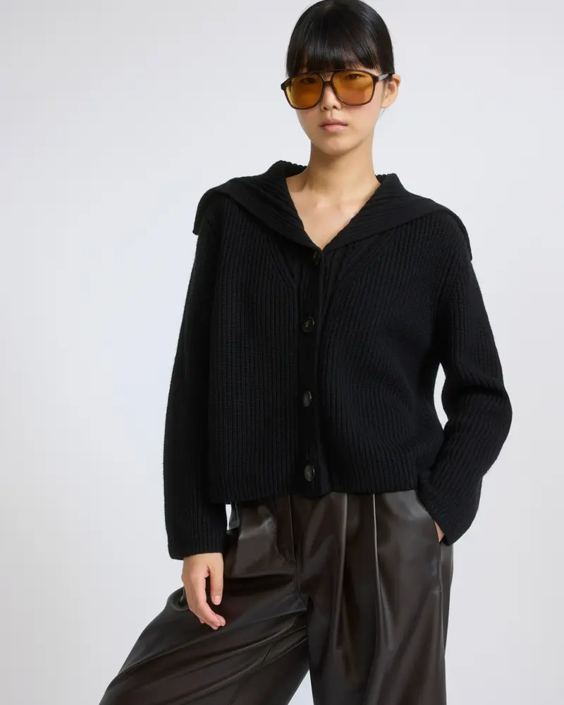 Sailor collar knit cardigan