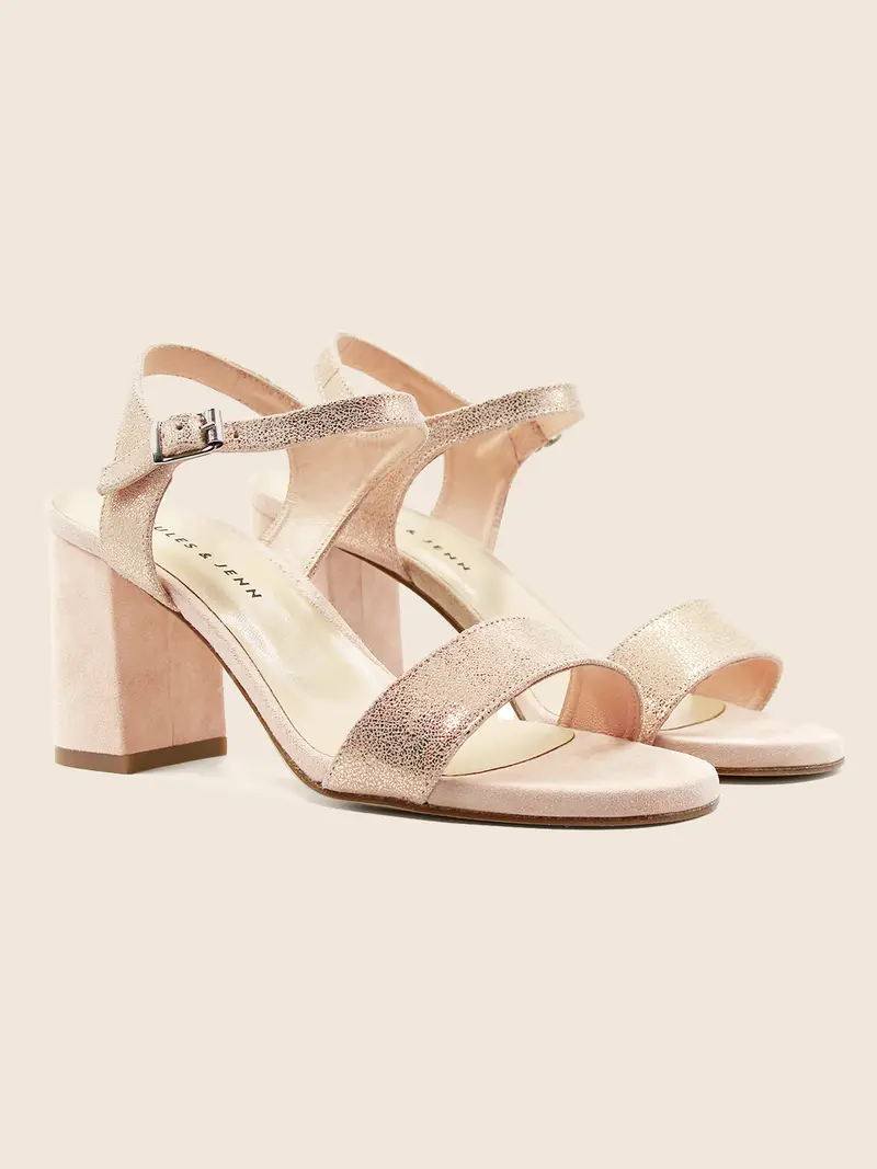 Sandales à talon cuir champagne