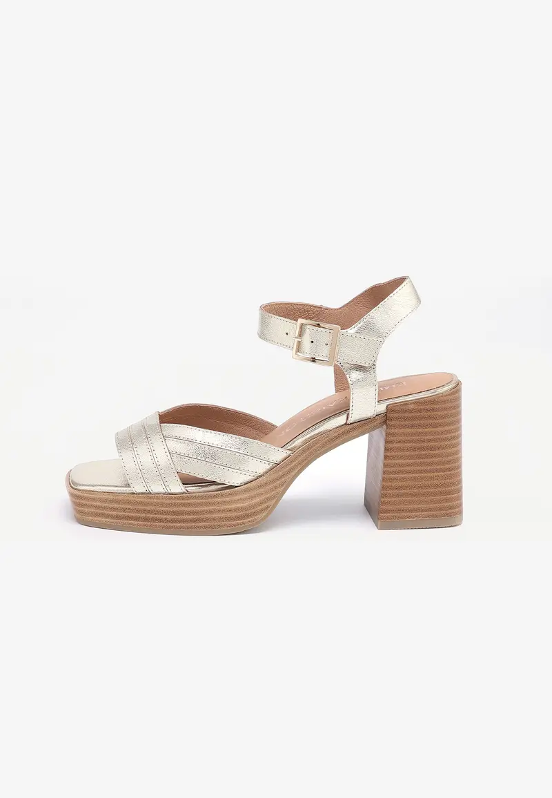 SANDALES À TALONS MELINA - PLATINE