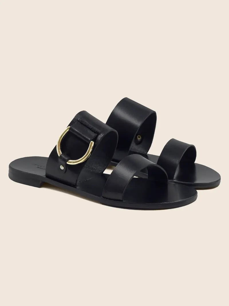 Sandales boucle cuir noir