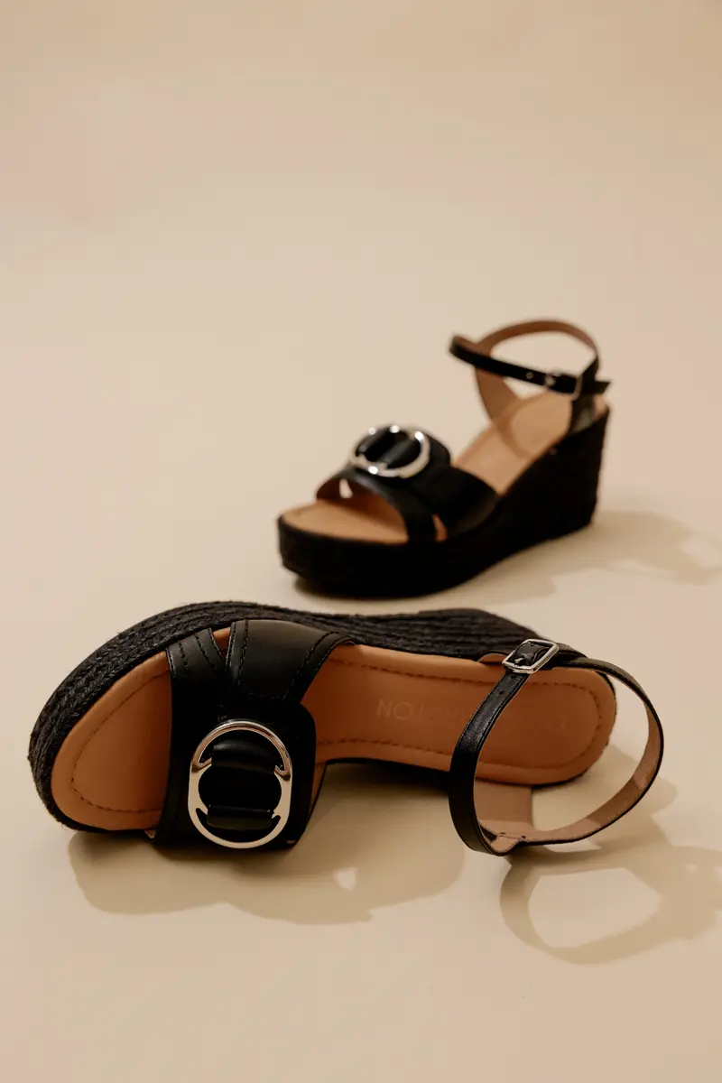 SANDALES COMPENSÉES MARIA  - NOIR