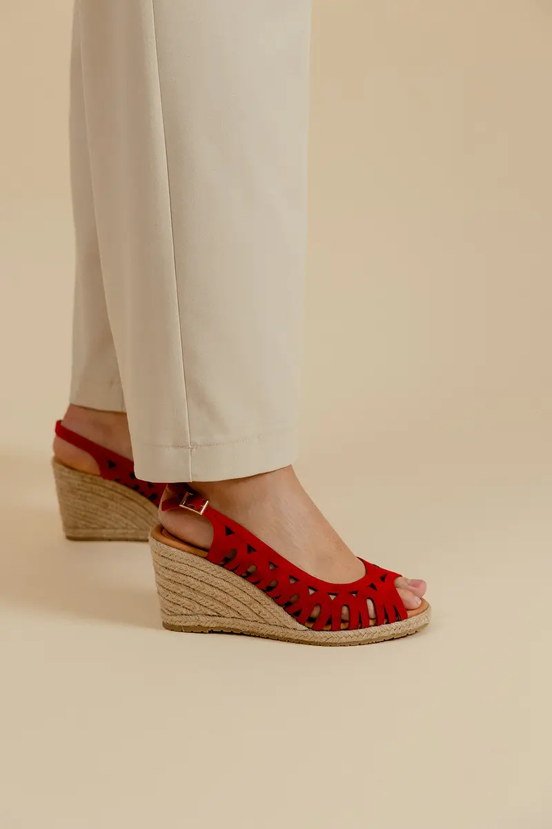 SANDALES COMPENSÉES SARAH  - ROUGE