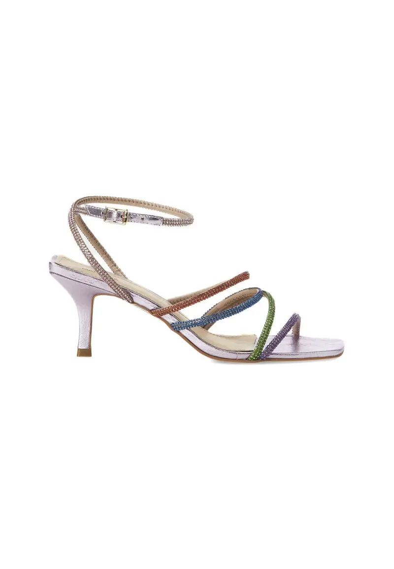 Sandales Talon Cuir Cristal — Violet | Mangárá