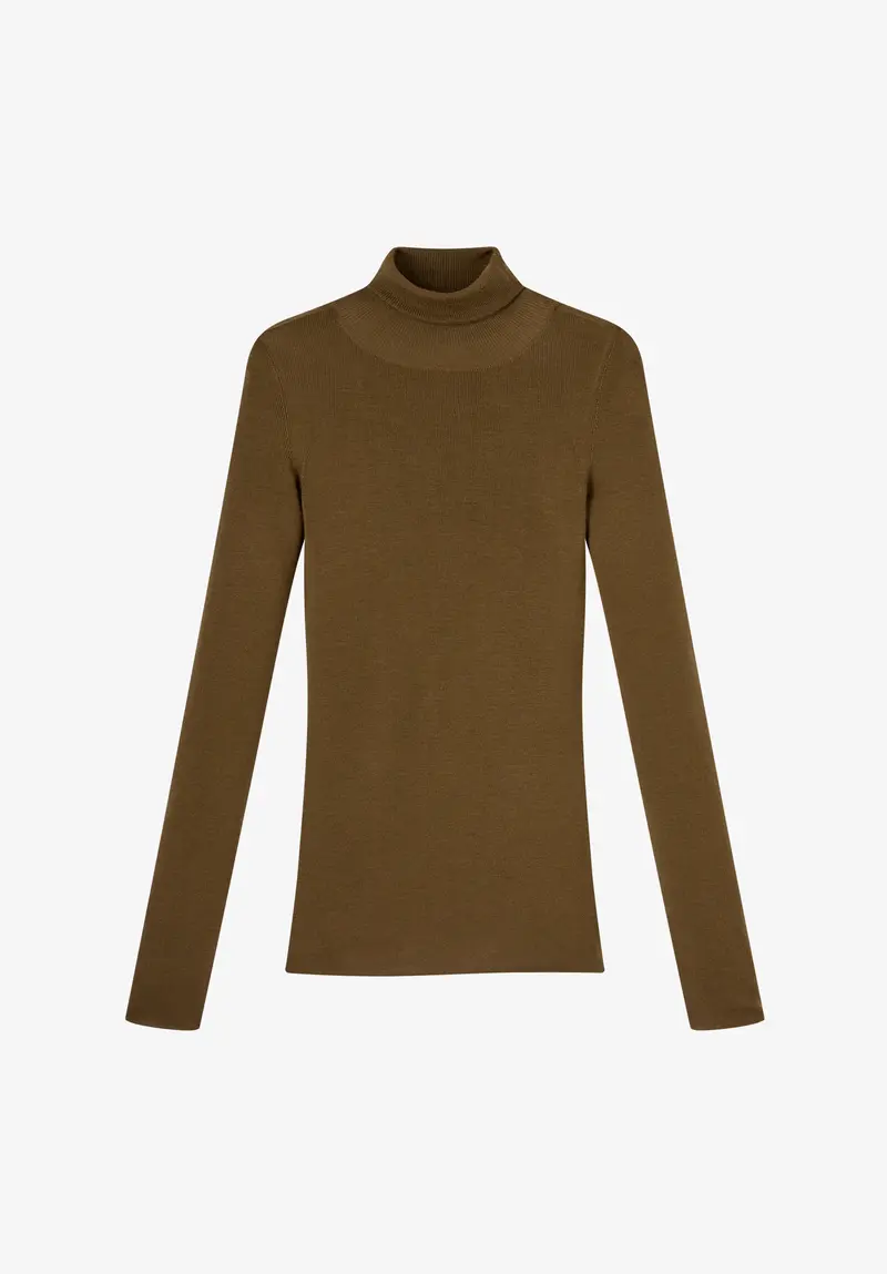 Schmalgerippter Rollkragenpullover